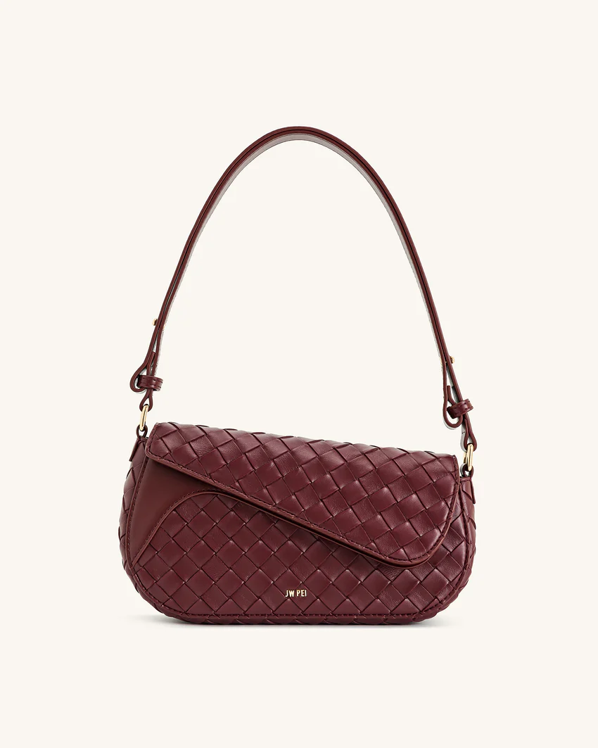 Addisyn Weave Texture Shoulder Bag - Burgundy