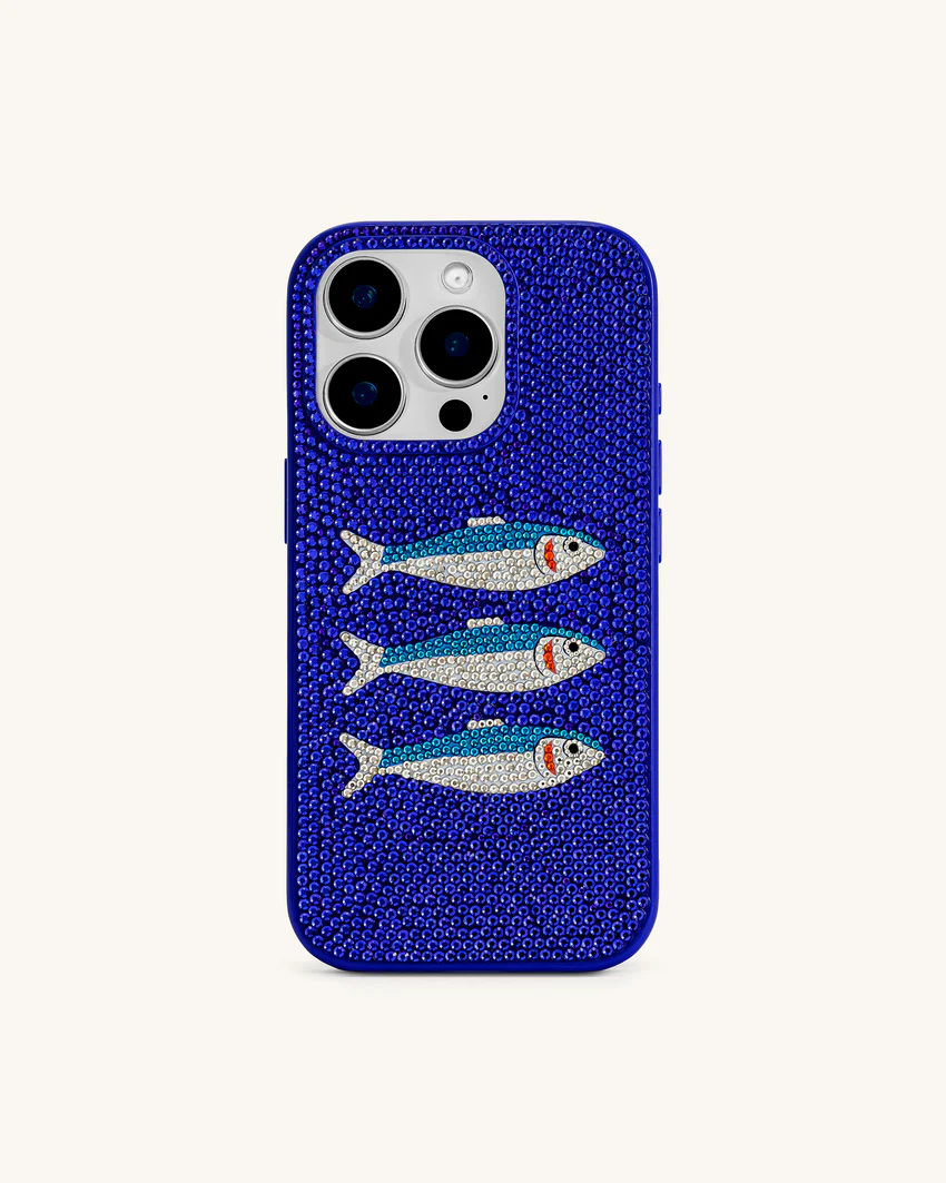 Fish Pattern Phone Case - Blue/White