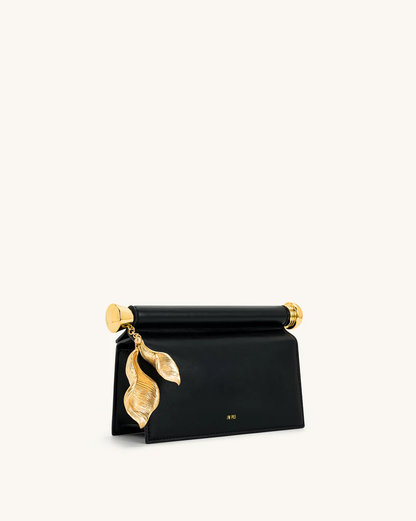 Holly Metal Pendant Embellished Clutch - Black