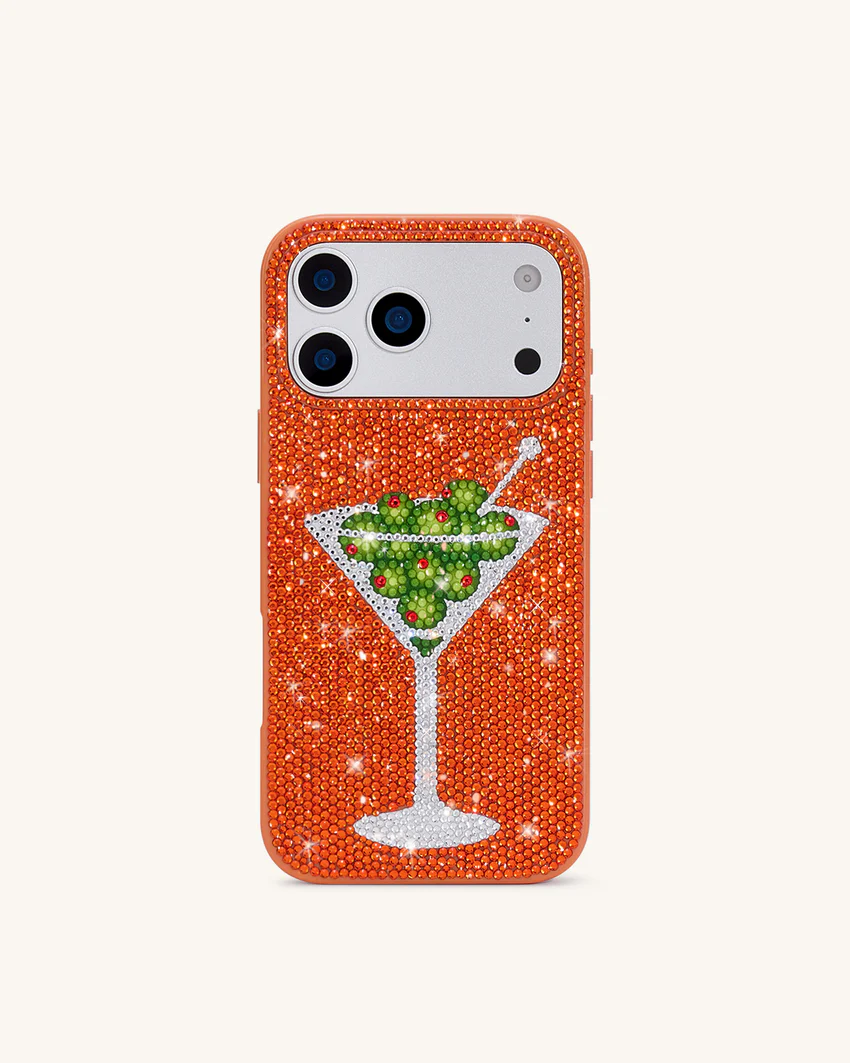 Olive Martini Artificial Crystal Phone Case - Orange