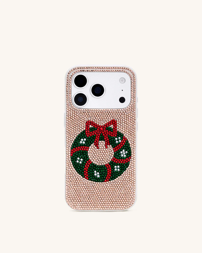 Holiday Wreath Bling Phone Case - Gold