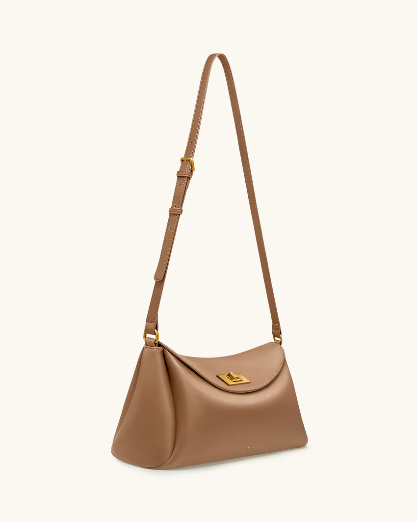 Greta Twist-Lock Crossbody Bag - Brown