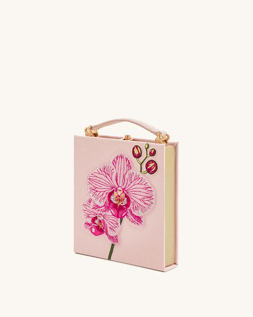 Taya Orchid Motif Book Shape Clutch Bag - Pink
