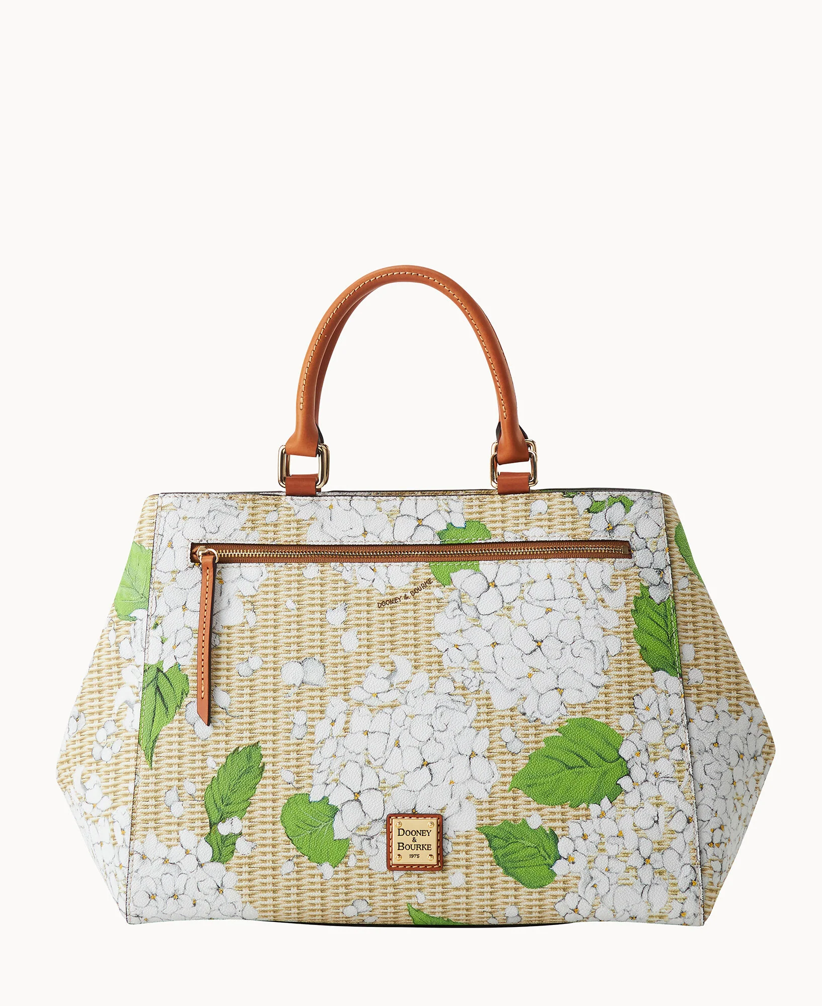 Hydrangea Basketweave Zip Satchel