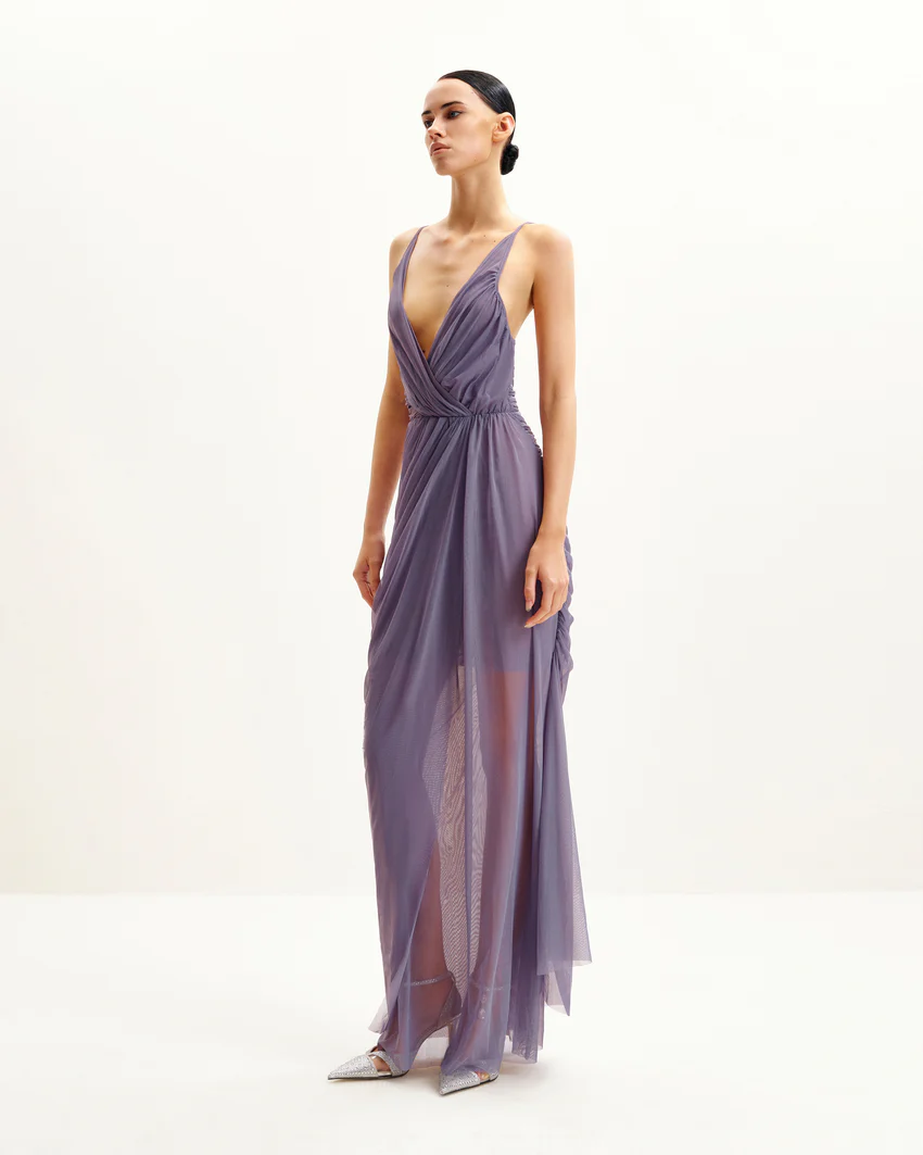 Luna Flowing Mesh Gown - Lavender