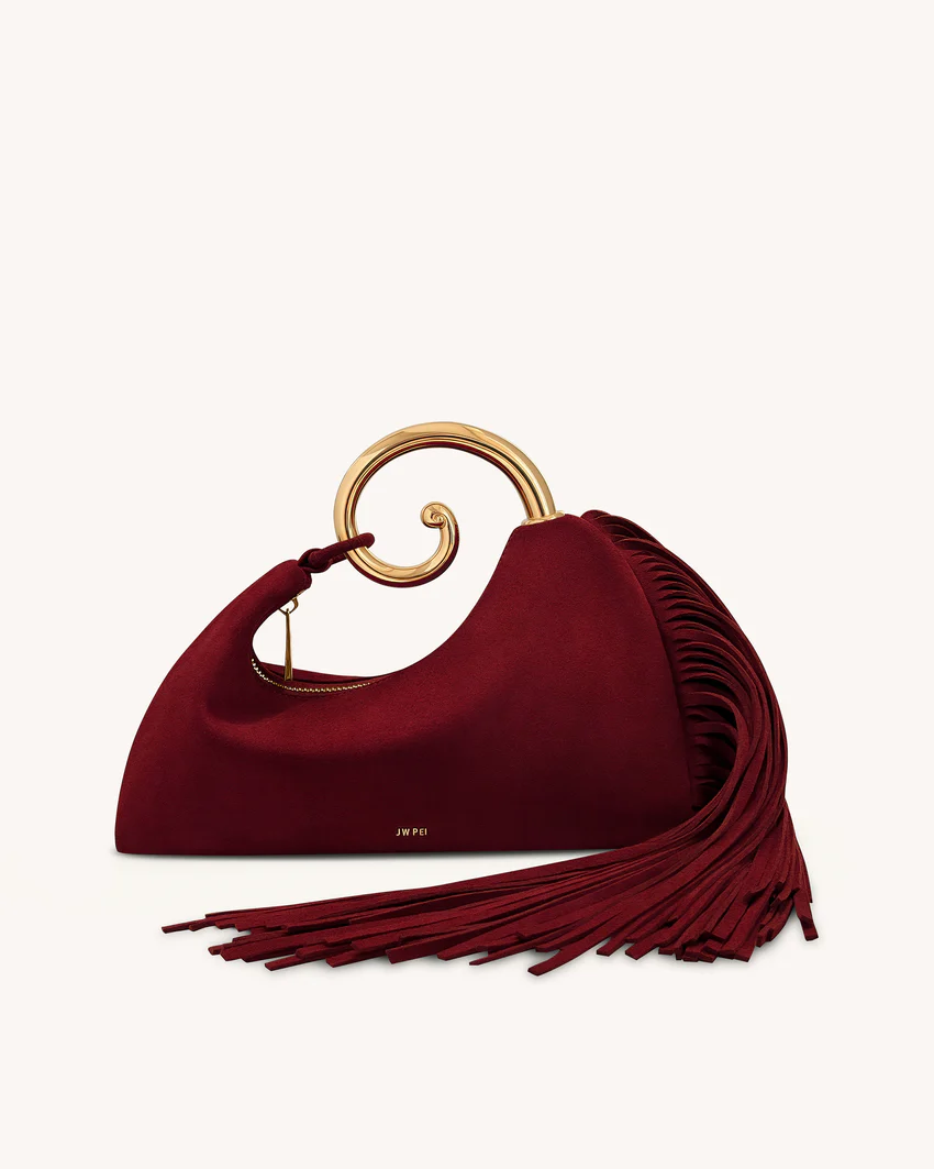 Nell Fringe Hardware Top Handle Bag - Burgundy