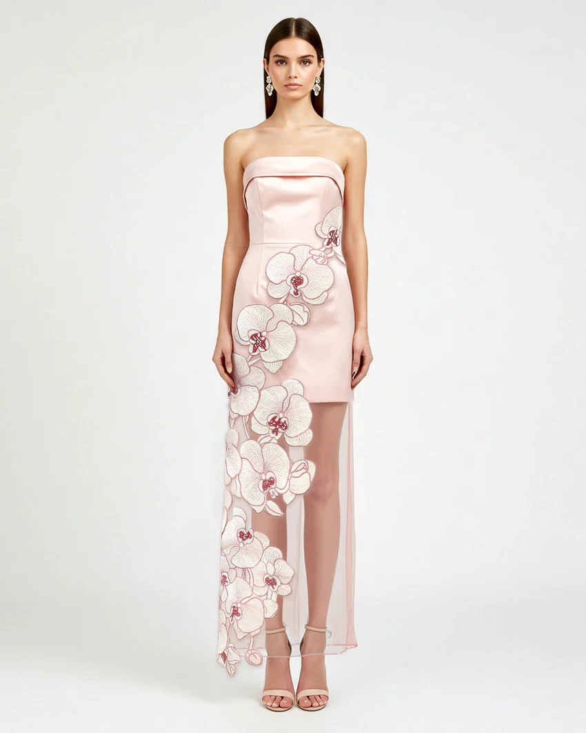 Orchid Embroidered Dress - Pink