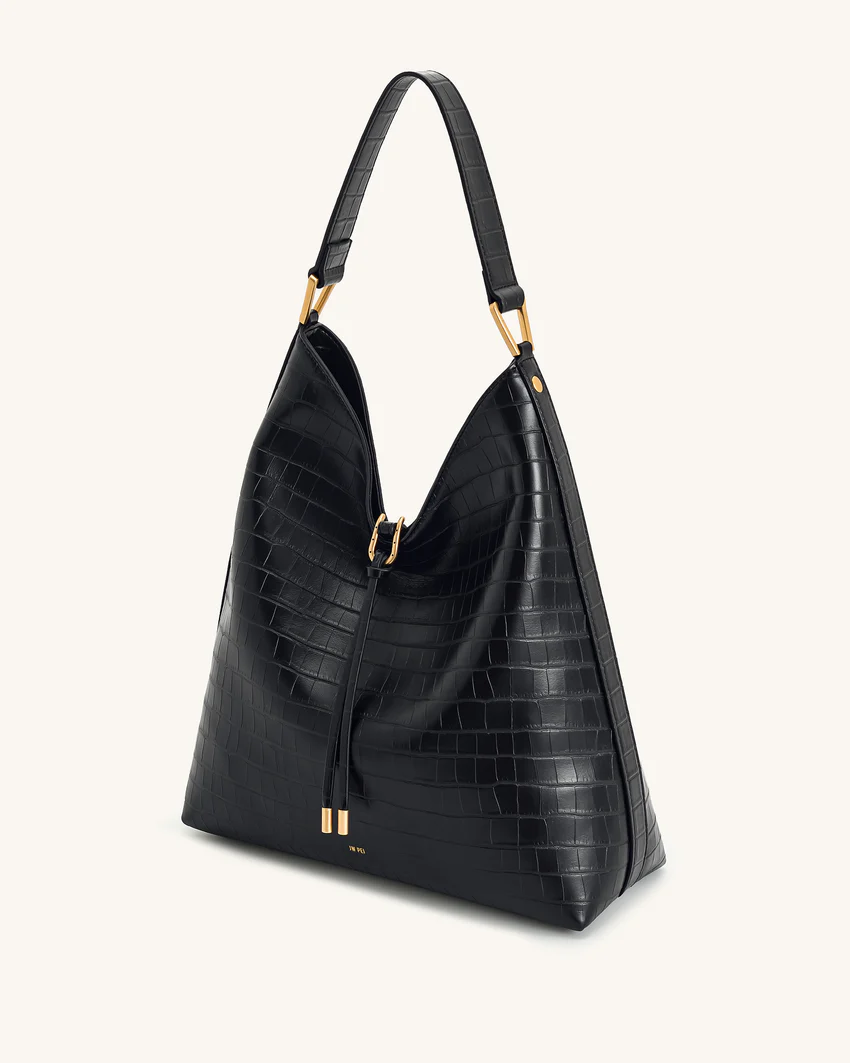 Aria Shoulder Bag - Black Croc