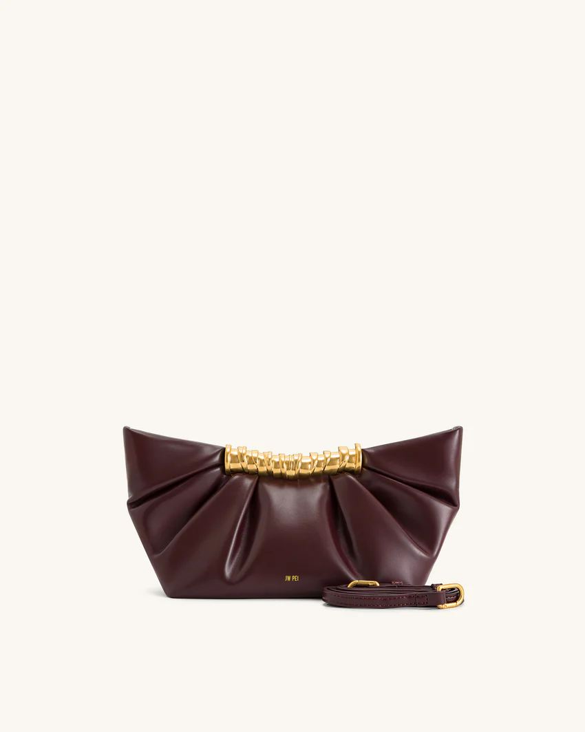 Leia Pleated Clutch - Deep Burgundy