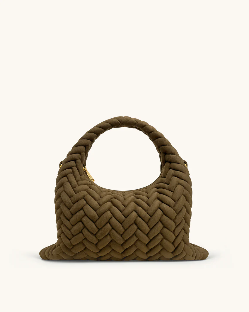 Cora Faux Suede Quilting Handle Bag - Olive Green