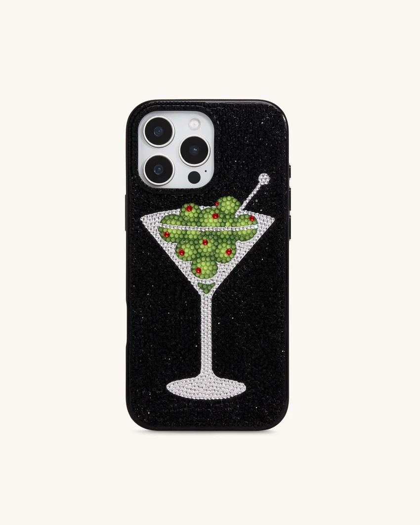 Olive Martini Artificial Crystal Phone Case - Black