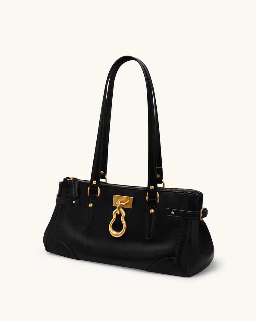 Yvette Elongated Tote Bag - Black