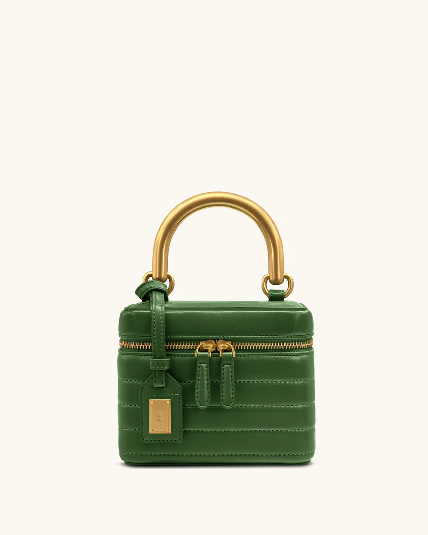 Evelyn Quilted Box Top Handle Bag - Green
