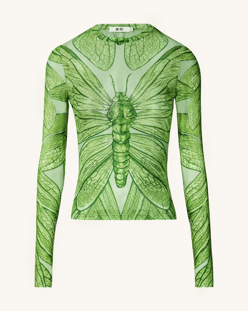Dragonfly Vein Sheer Top - Green