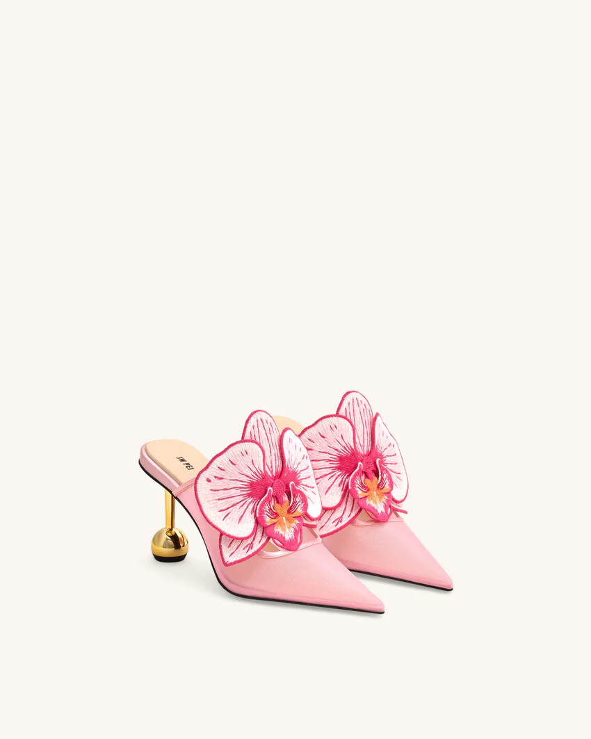Sofia Orchid Sphere Heel Mules - Pink