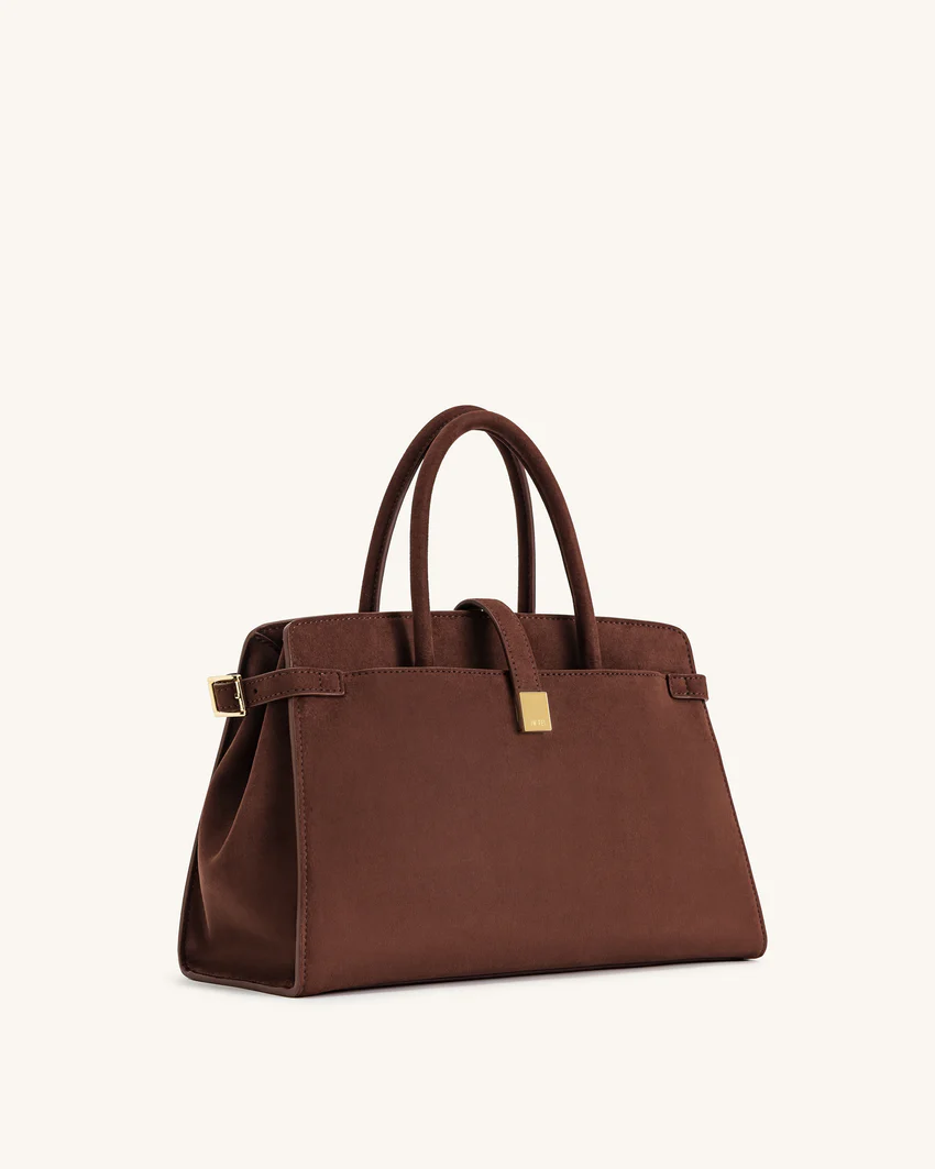 Saige Faux Suede Tote Bag - Brown
