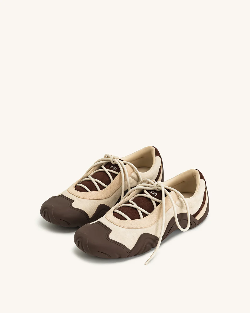 Caitlin Lace-up Ballerina Sneakers - Light Brown