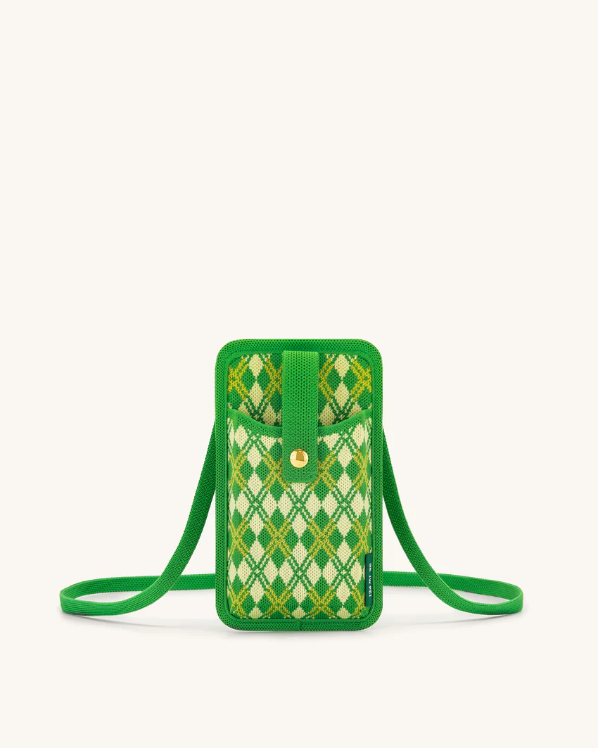 Aylin Knitted Phone Bag - Green & Yellow