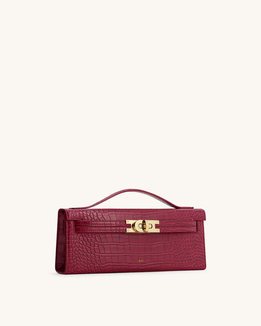 Bria Structured Top Handle Bag - Burgundy Croc