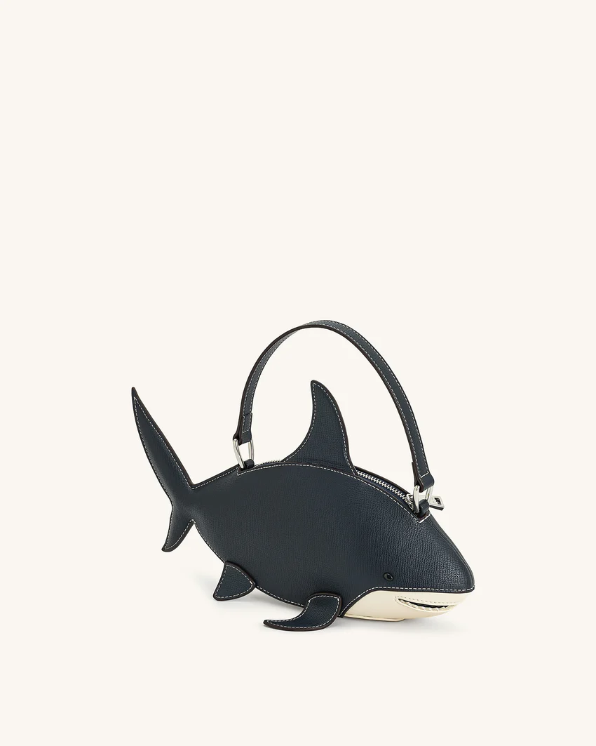 Nerys Shark Look Top Handle Bag - Dark Blue