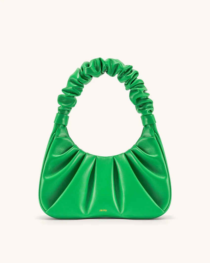 Gabbi Ruched Hobo Handbag - Grass Green