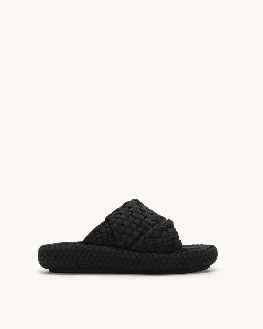 Lilah Woven Platform Sandal - Black