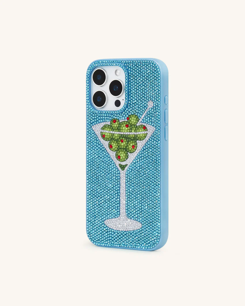 Olive Martini Artificial Crystal Phone Case - Light Blue
