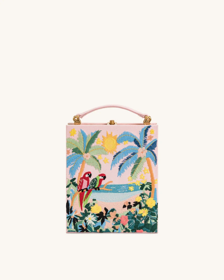 Taya Tropical Parrot Pattern Book Shape Clutch Bag - Pink