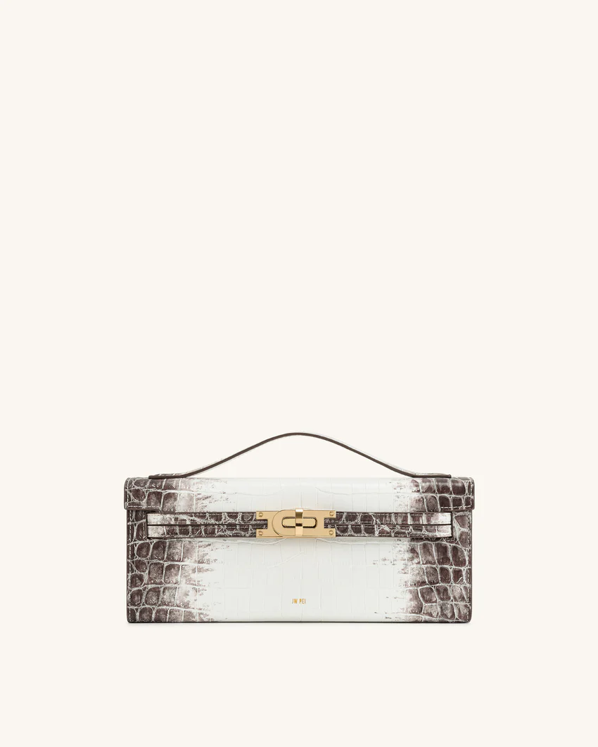 Bria Structured Top Handle Bag - White Croc