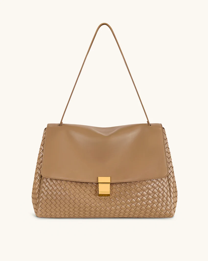 Hilary Woven Shoulder Bag - Camel