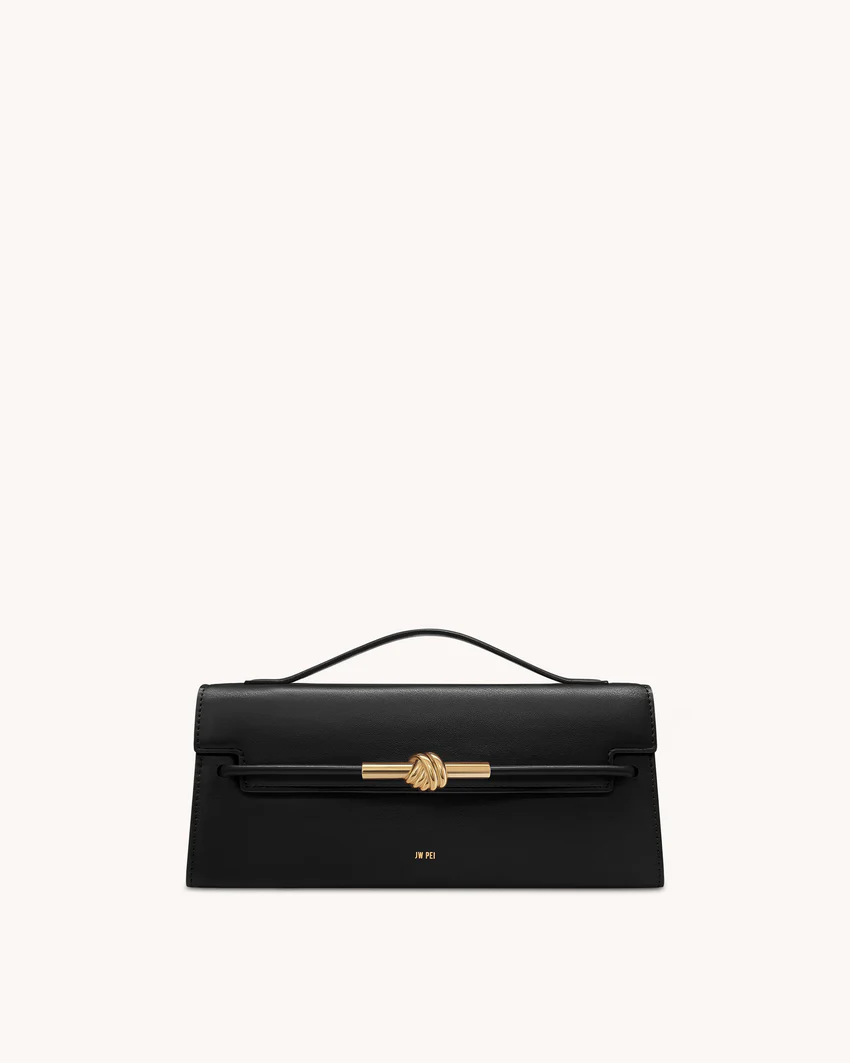 Lena Metal Rope Knot Top Handle Bag - Black