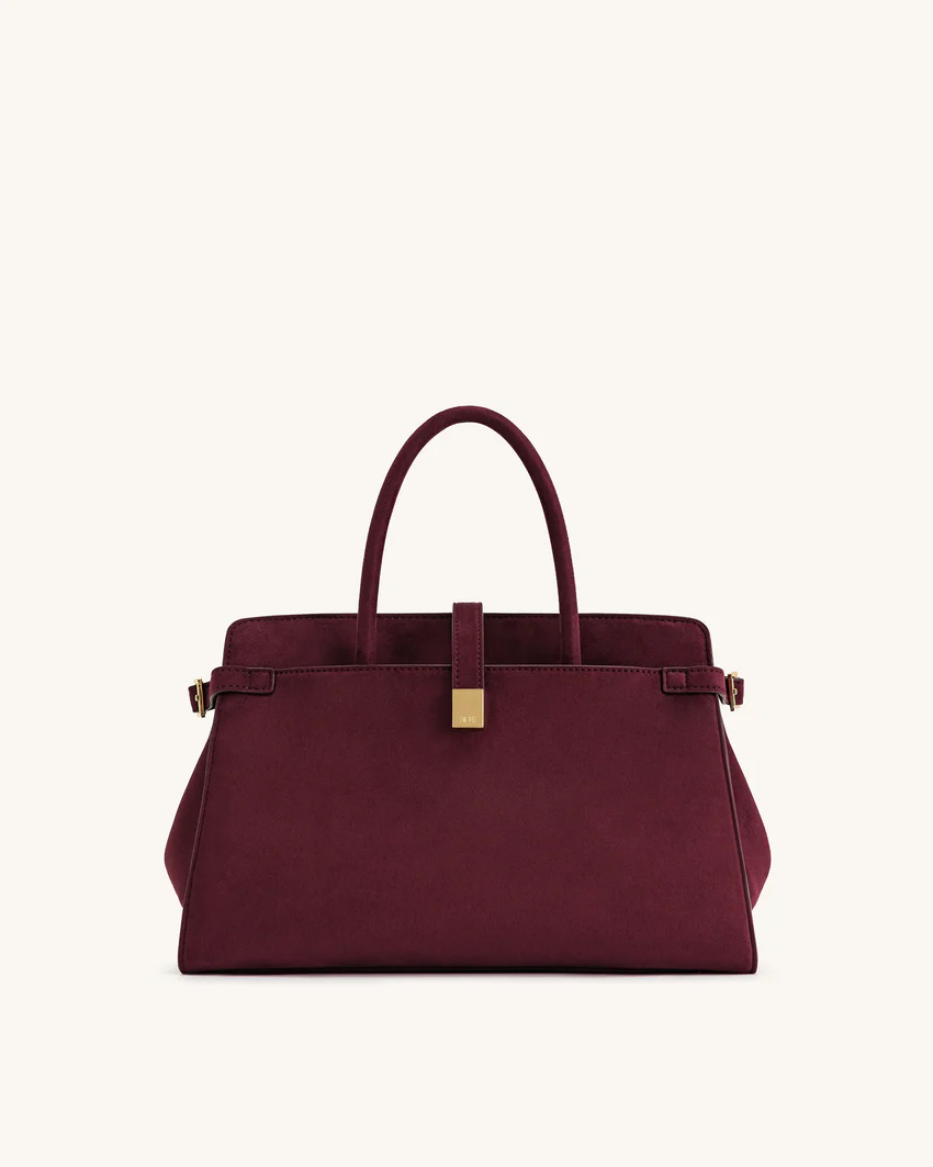 Saige Faux Suede Tote Bag - Burgundy